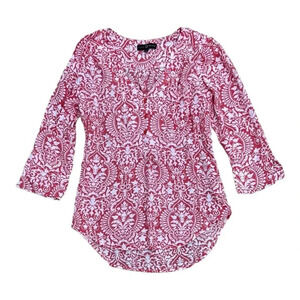 Fred David Red Floral Rayon Blouse S